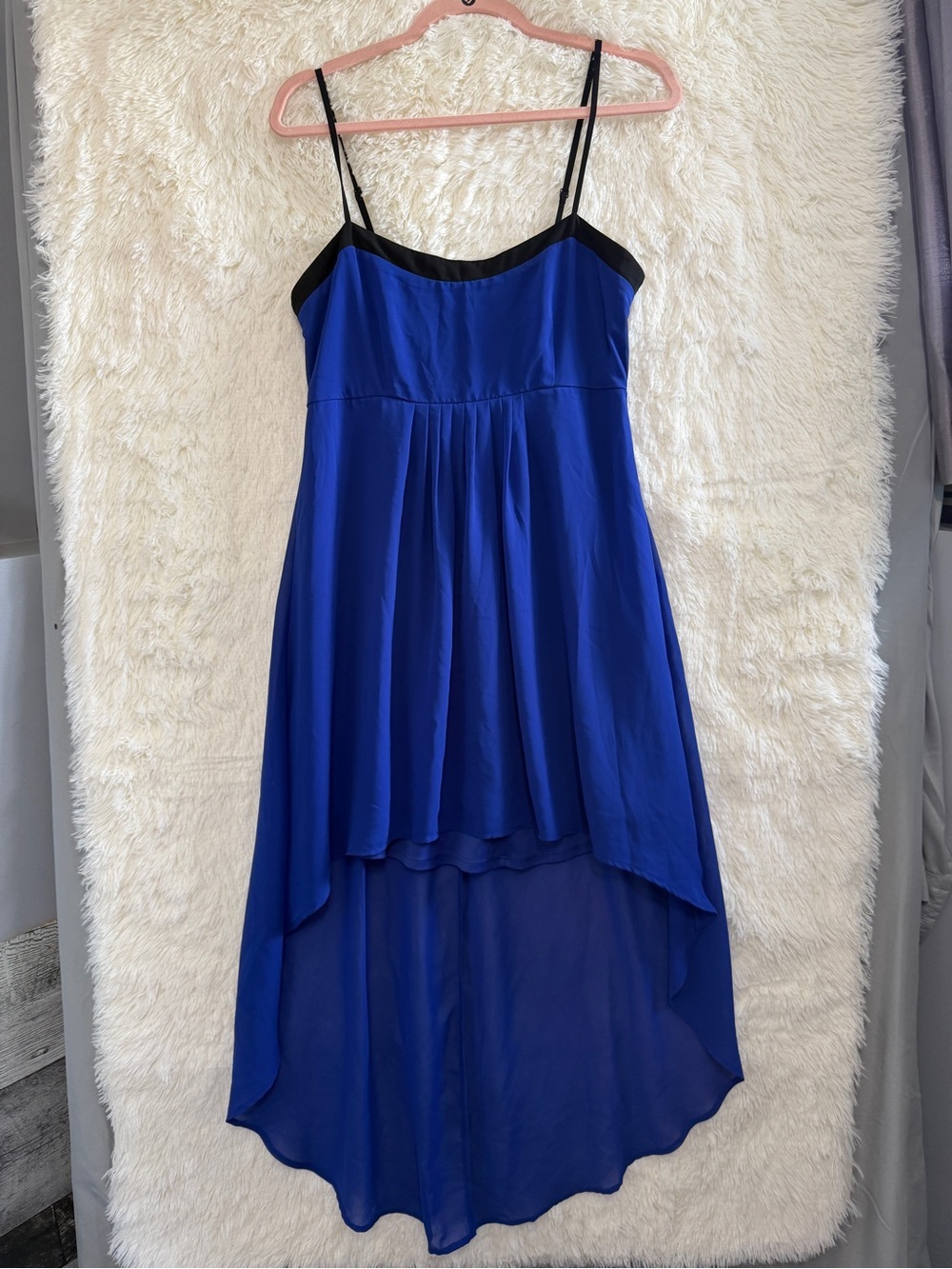 Forever 21 Womens Hi Low Hem Spaghetti Strap Dress Size L Royal Blue Lined